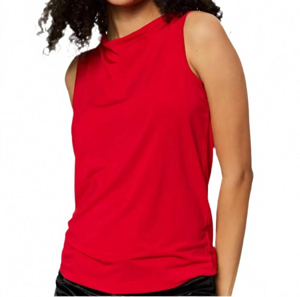 NEW SANCTUARY soft cowl shell sleeveless top in cherry lacquer